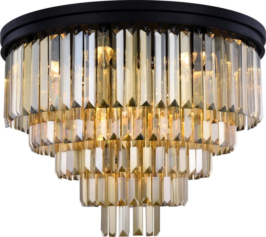Elegant Lighting Luxe Sydney Black Crystal Flush-Mount Ceiling Light: Elegant Lighting Luxe Sydney Black Crystal Flush-Mount Ceiling Light Illuminate your space with the Luxe Sydney Black Crystal Ceiling Fixture, a stunning blend of vintage charm and modern elegance. Th