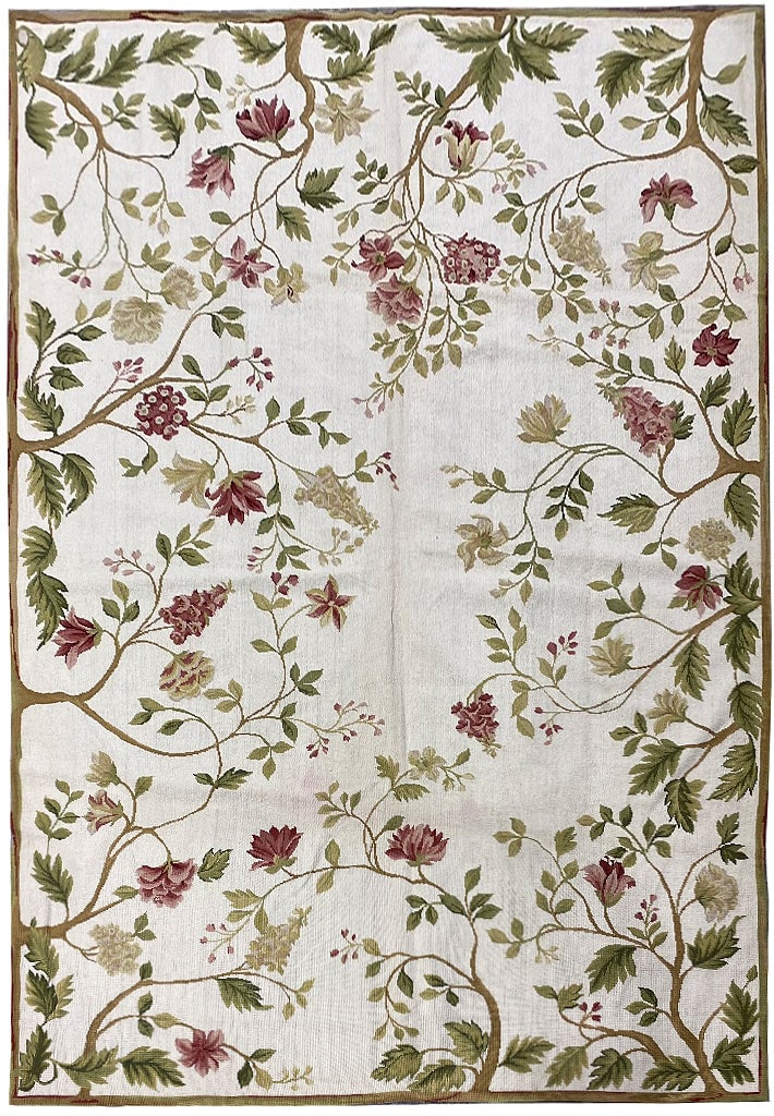 Handmade 6.0 x 9.0 Wool Needlepoint Rug Spring Floral Design (1 of 9)