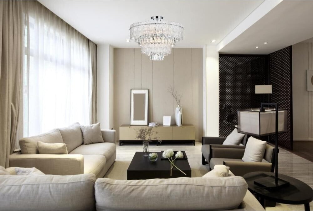 Elegant Emilia 8-Light Chrome Flush Mount Crystal Chandelier 25" (1 of 10)