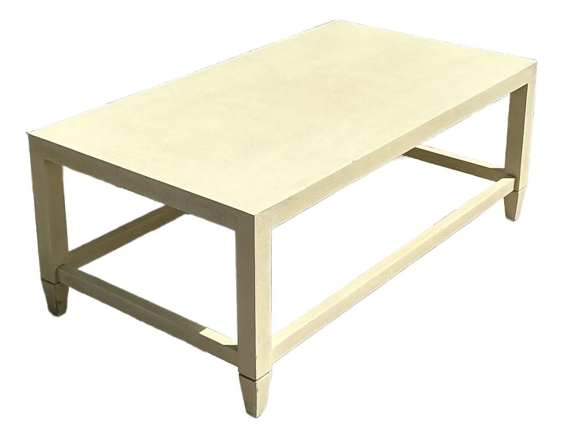 Vintage Boho Made Goods Jarin Grasscloth Coffee Table Cream 48x27x19 (1 of 10)