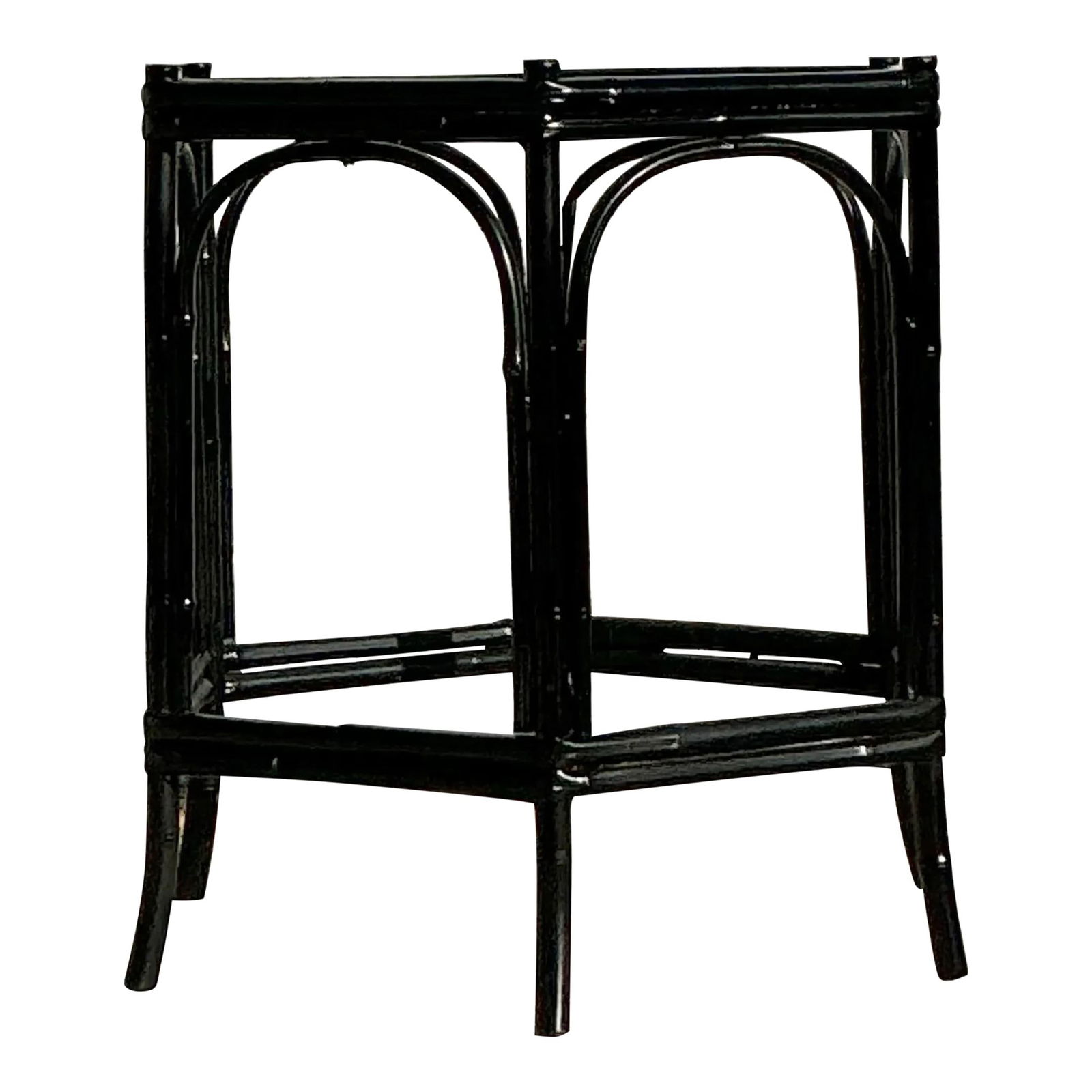 Vintage Black Lacquered Bamboo Dining Table Pedestal 24x30 (1 of 5)