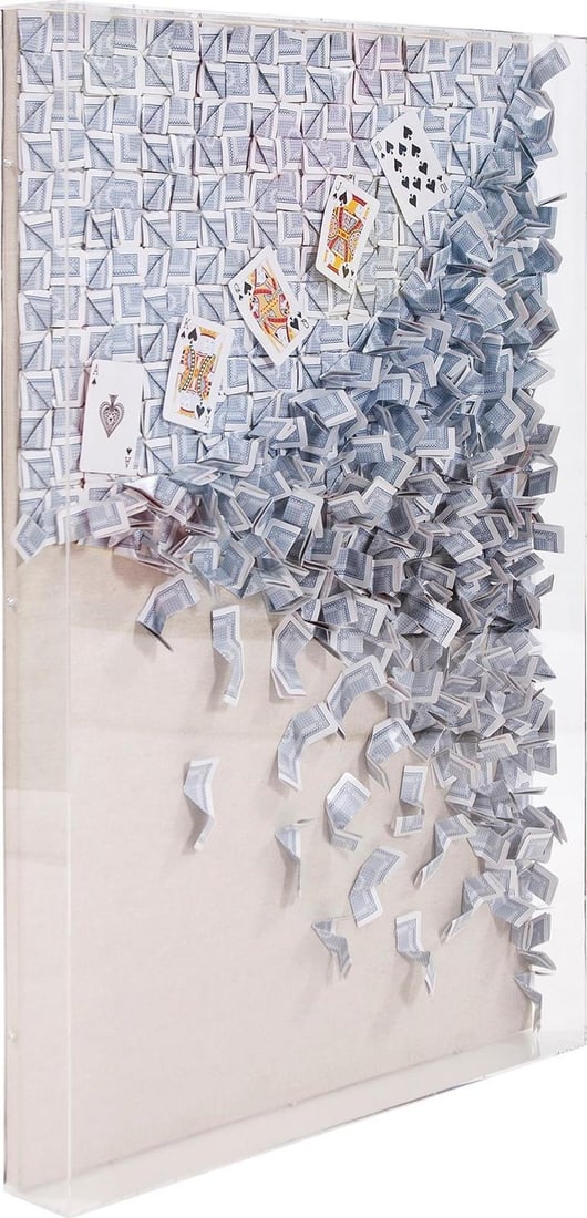 Howard Elliott Recycled Playing Card Wall Art 35.5x23.75 Blue Finish: Howard Elliott Recycled Playing Card Wall Art 35.5x23.75 Blue Finish Enhance your space with this striking Unique Recycled Playing Card Wall Art. Crafted with a creative combination of acrylic, paper,