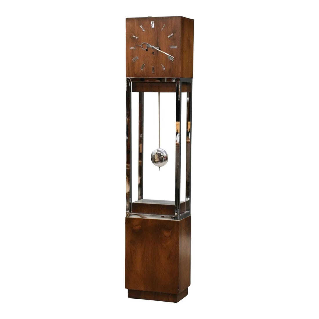 Mid Century Modern Ridgeway Rosewood Chrome Grandfather Clock (1 of 9)