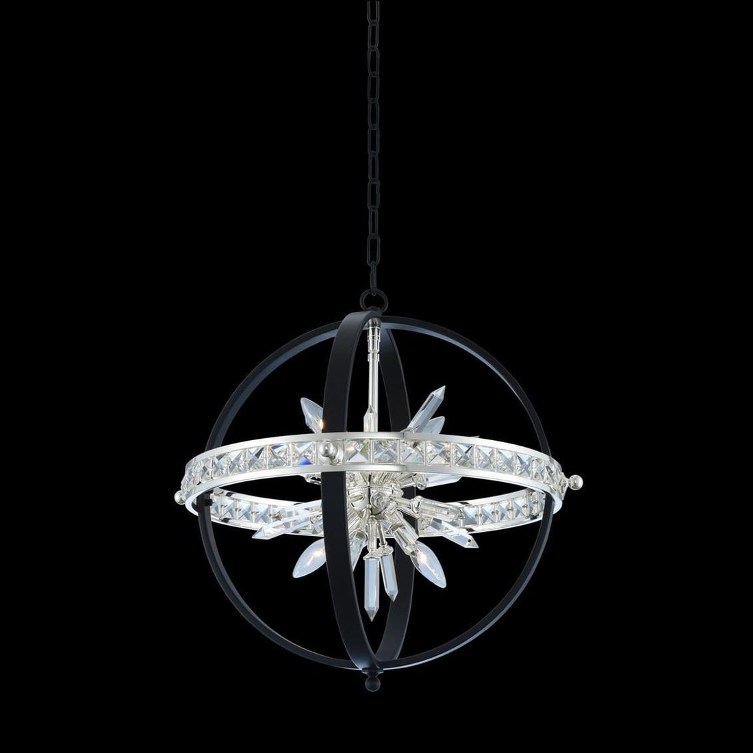Kalco Angelo Modern Pendant Light Matte Black Firenze Crystal 23 Inch (1 of 1)