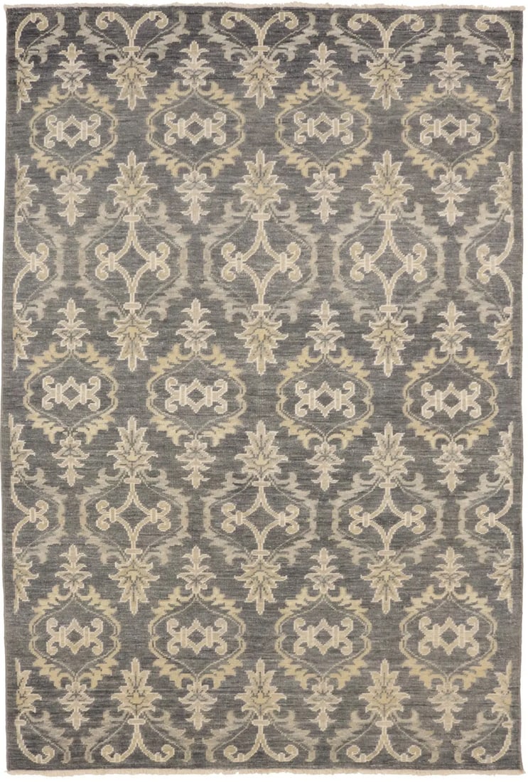 Hand-Knotted Transitional Floral Wool Rug 5'11" x 8'9" Eco-Friendly (1 of 16)