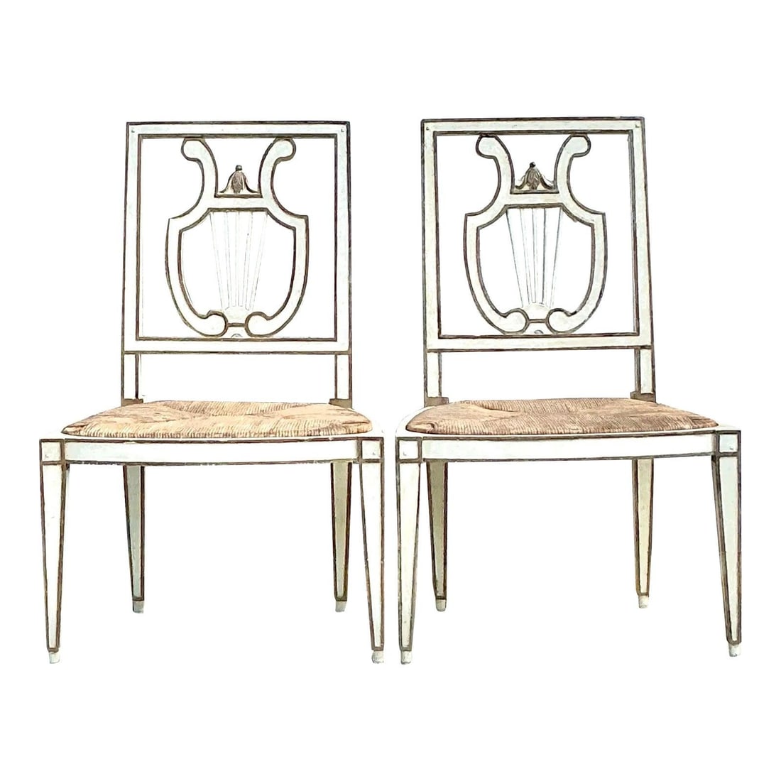 Vintage Regency Niermann Weeks Lyre Back Dining Chairs Pair (1 of 10)