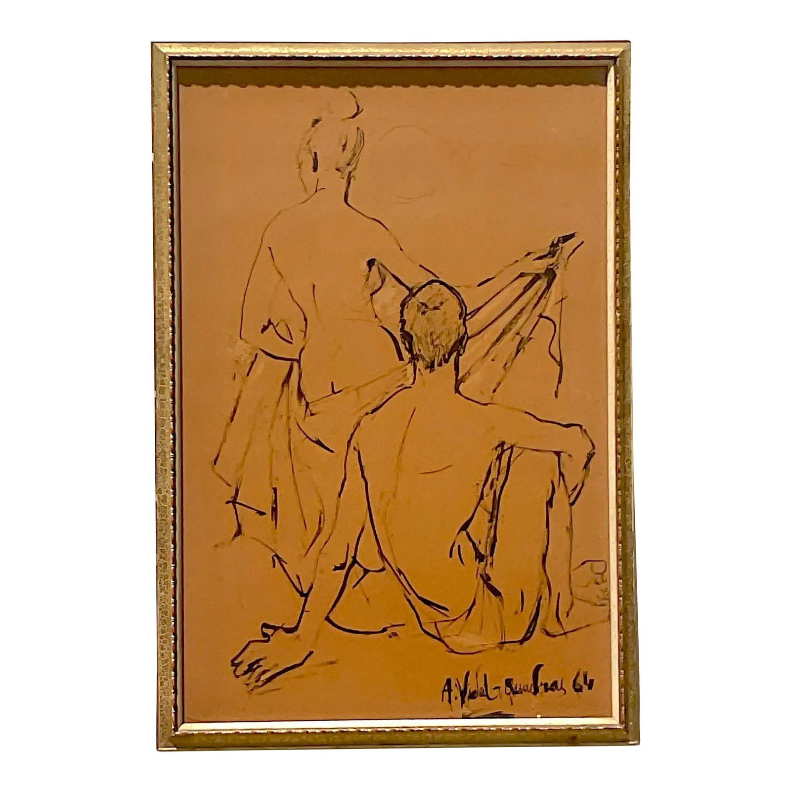 Vintage Boho Original Handcrafted Sketch Art 28.5 x 41.5 (1 of 9)