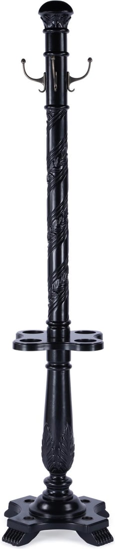 Butler Black Licorice Coat Rack 70H Rubberwood Brass Finish (1 of 6)