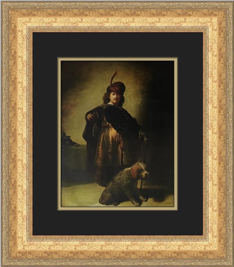 Rembrandt Self-Portrait in Oriental Costume Dog Custom Framed Print 18x17 (1 of 2)