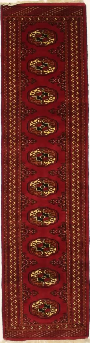 Handmade Tribal Runner Rug 2'4 x 9'2 Wool Geometric Design (1 of 8)