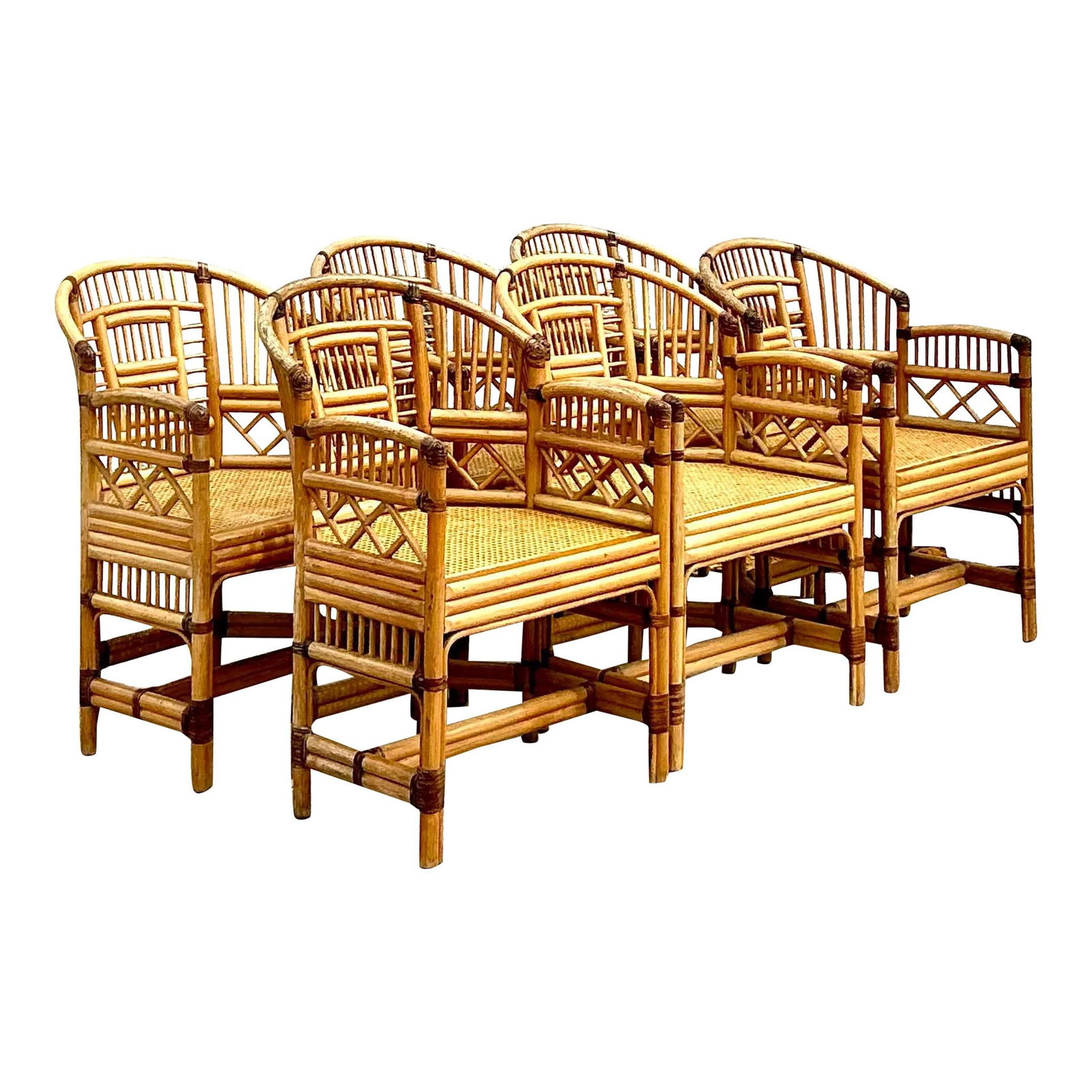 Charming Set of 6 Brighton Pavilion Rattan Dining Chairs (1 of 7)