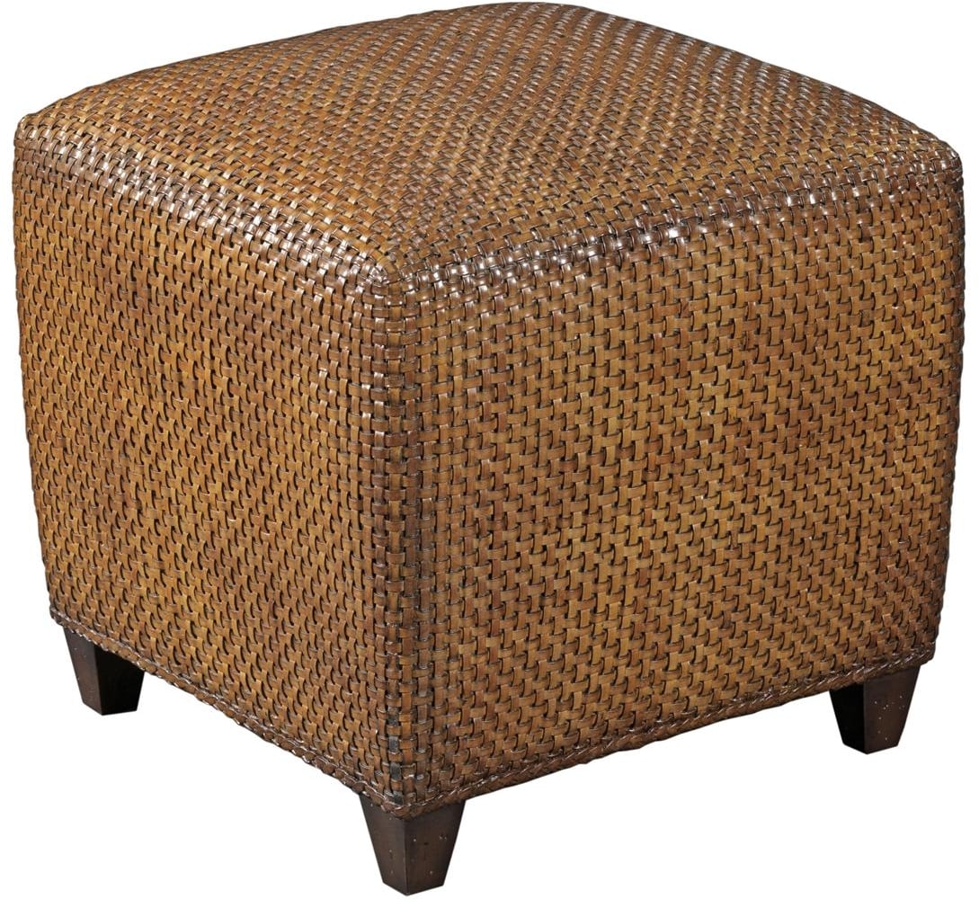 Woodbridge Hassek Brown Leather Cube Ottoman 18x18 (1 of 1)