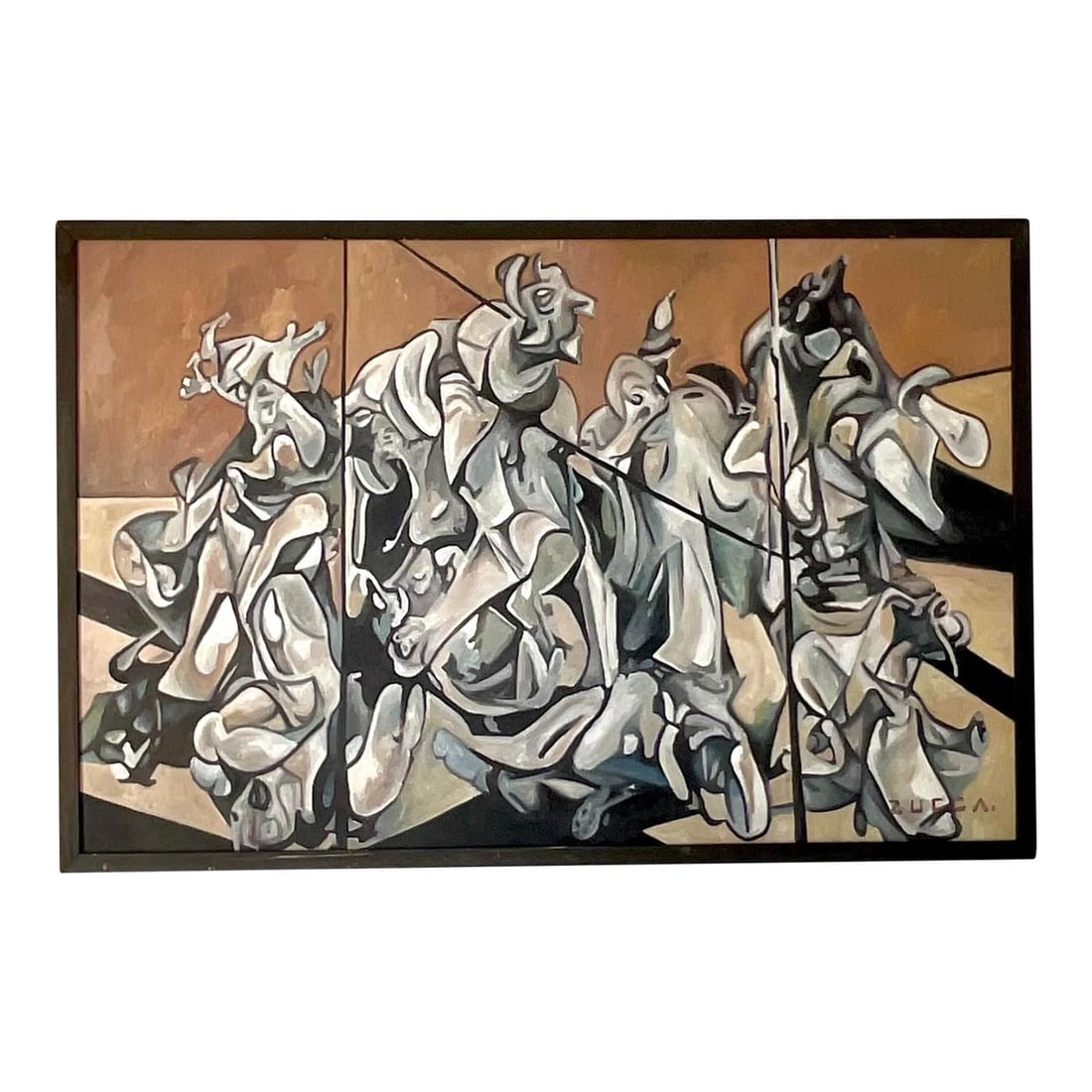 Vintage Boho Abstract Oil on Board Painting 72 x 48: Vintage Boho Abstract Oil on Board Painting 72 x 48 Experience a striking blend of vintage bohemian style and monumental abstraction with this captivating oil-on-board painting. Titled 'American Dream