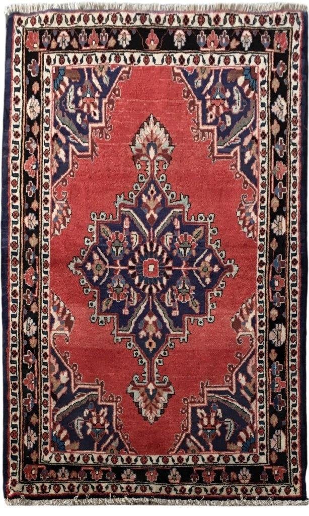 Handcrafted 3'7 x 4'11 Red Orange Persian Hamadan Rug (1 of 6)