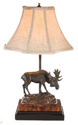 Lodge Style Moose Table Lamp Hand-Cast Resin 17.75 Inches (1 of 1)
