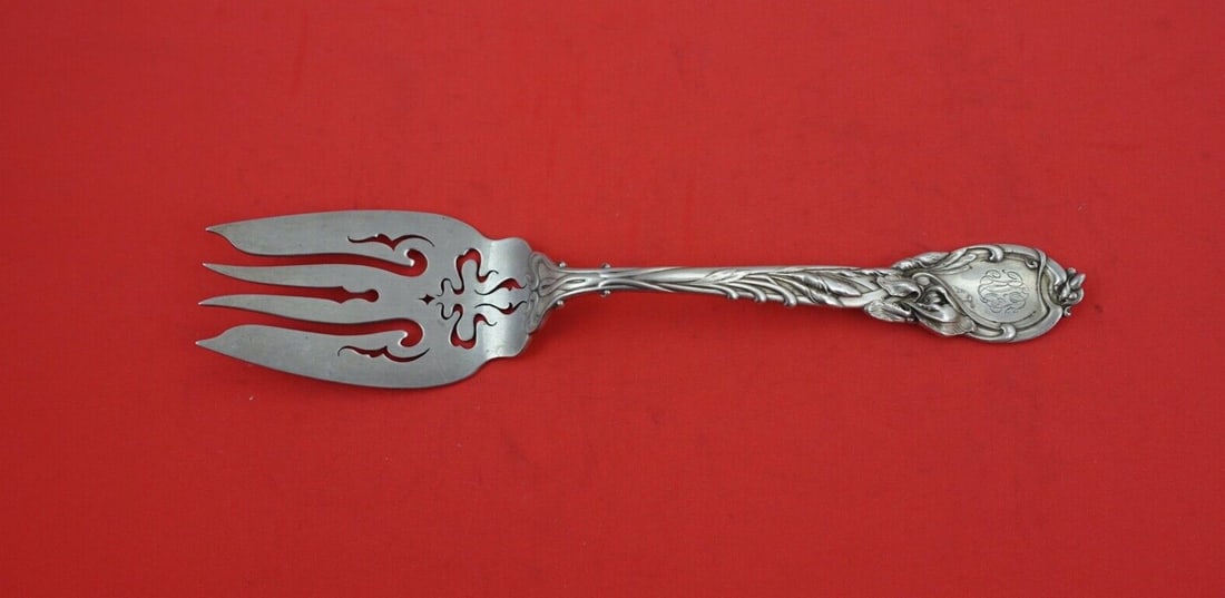 Reed and Barton La Parisienne Sterling Silver Pierced Cold Meat Fork 9 1/4" (1 of 2)