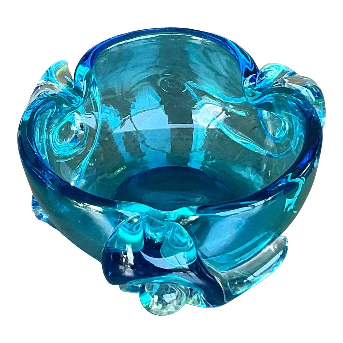Vintage Italian Murano Style Sky Blue Art Glass Bowl (1 of 6)