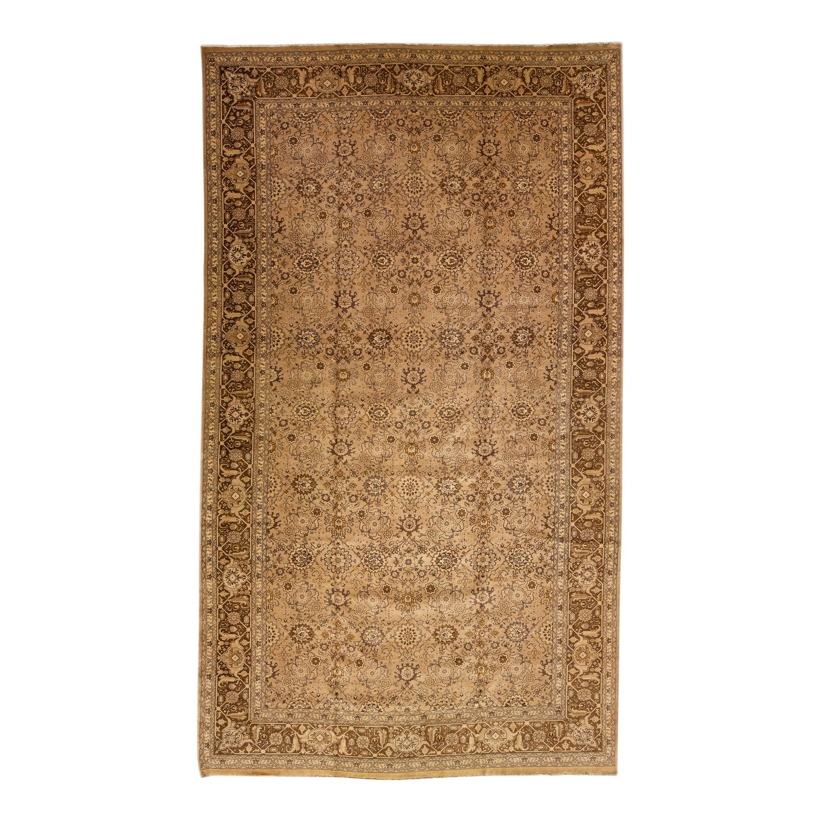 1920s Antique Tabriz Handmade Brown Wool Persian Rug 11' x 18'9 (1 of 8)