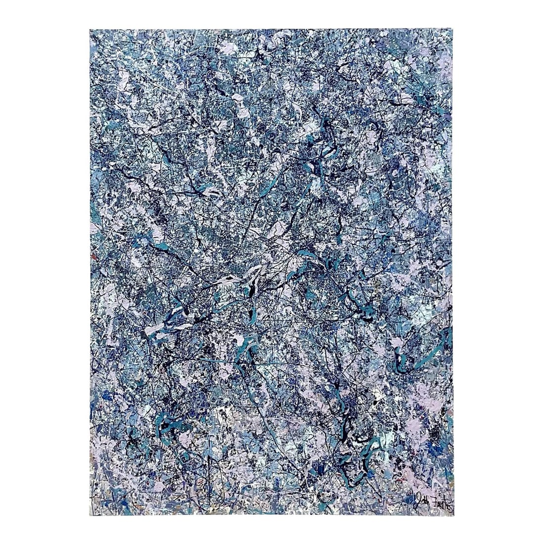 Vintage Abstract Oil Painting Teal Pink Black 60x80: Vintage Abstract Oil Painting Teal Pink Black 60x80 This vintage abstract oil painting on canvas features a captivating paint-splattered style, blending soft teal, pink, and black hues to create a sub