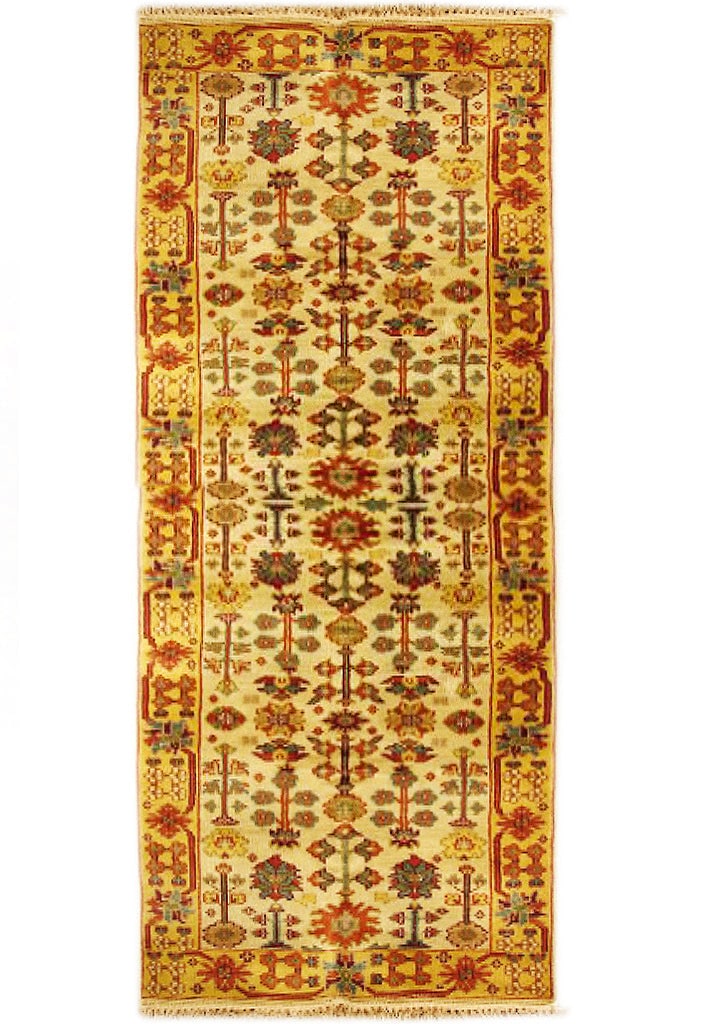 Exquisite 2.6 x 7.9 Ivory Handmade Indo Mahal Runner Rug (1 of 5)