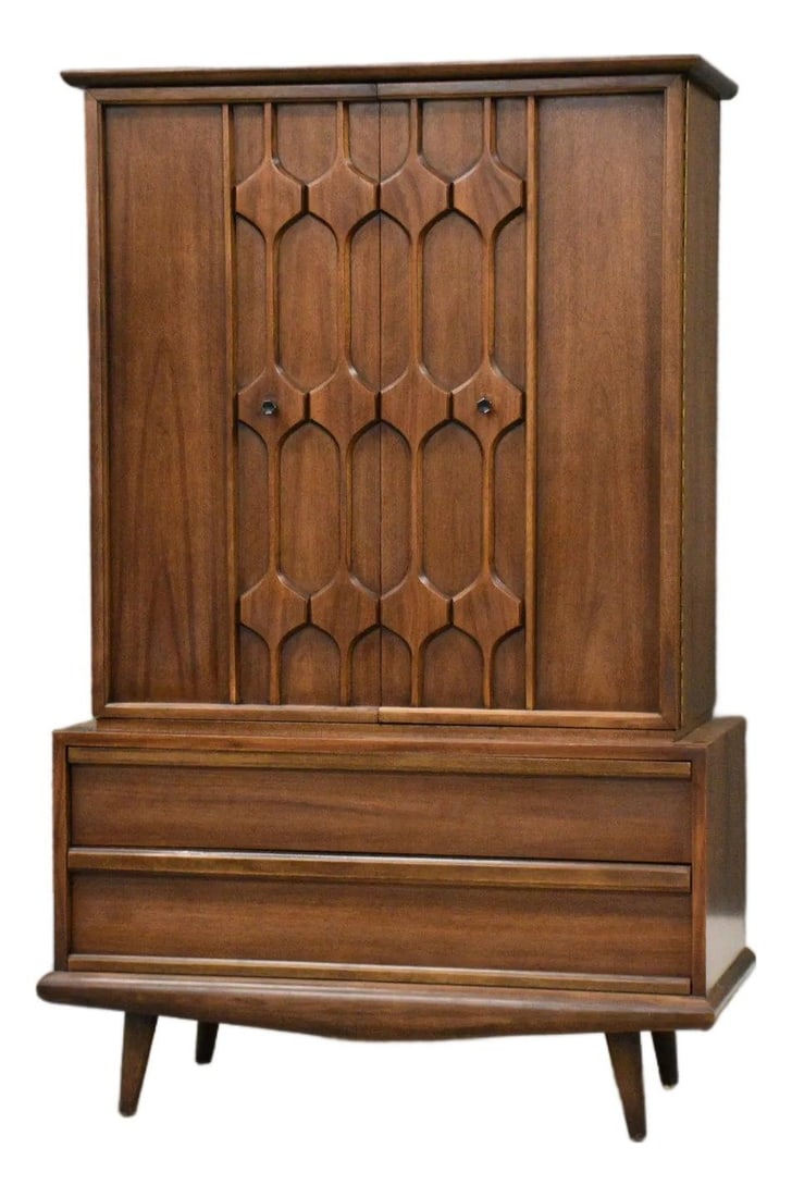 Mid Century Modern 1960s Walnut Tall Dresser Armoire (1 of 8)