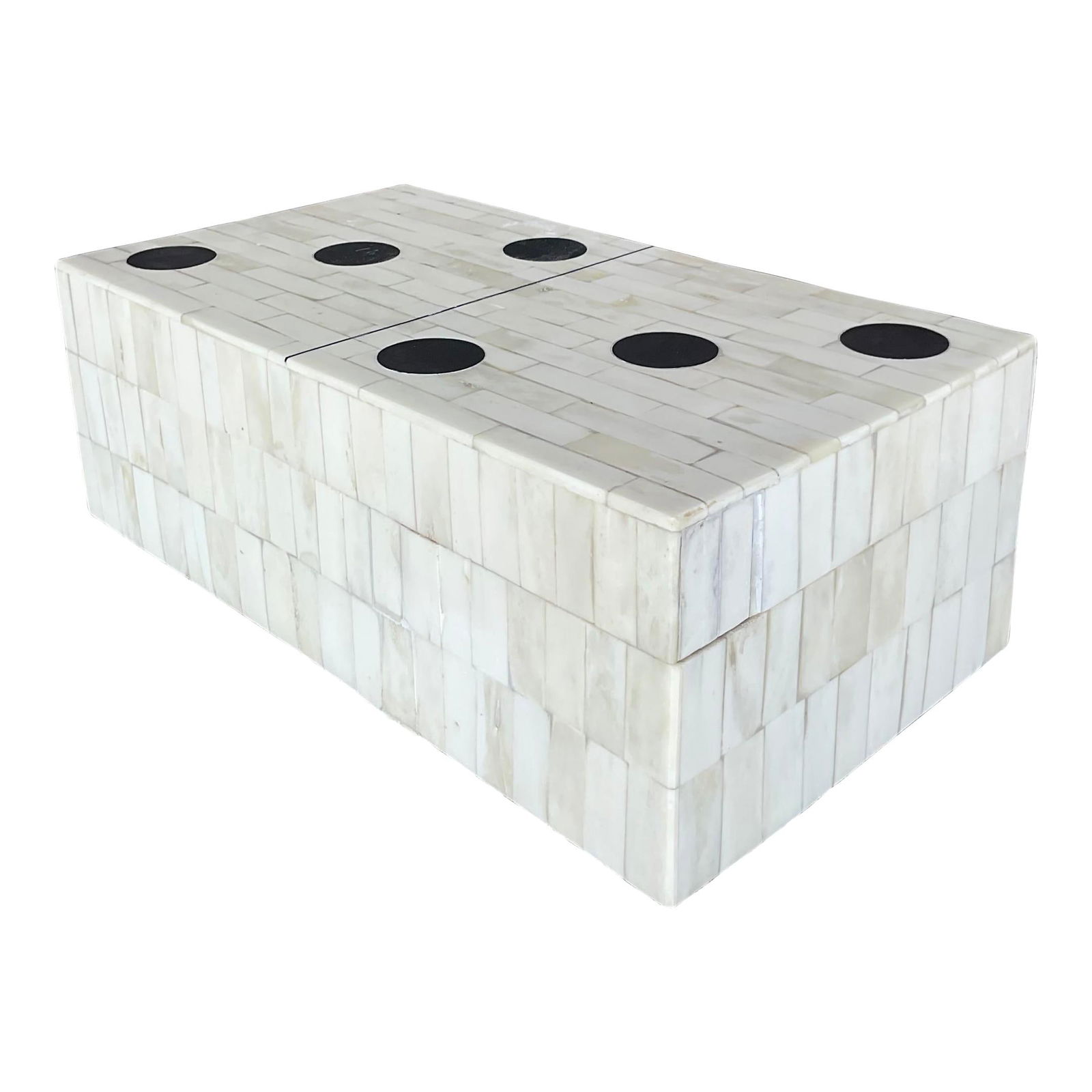 Vintage Boho Tessellated Stone Domino Box Beige (1 of 9)
