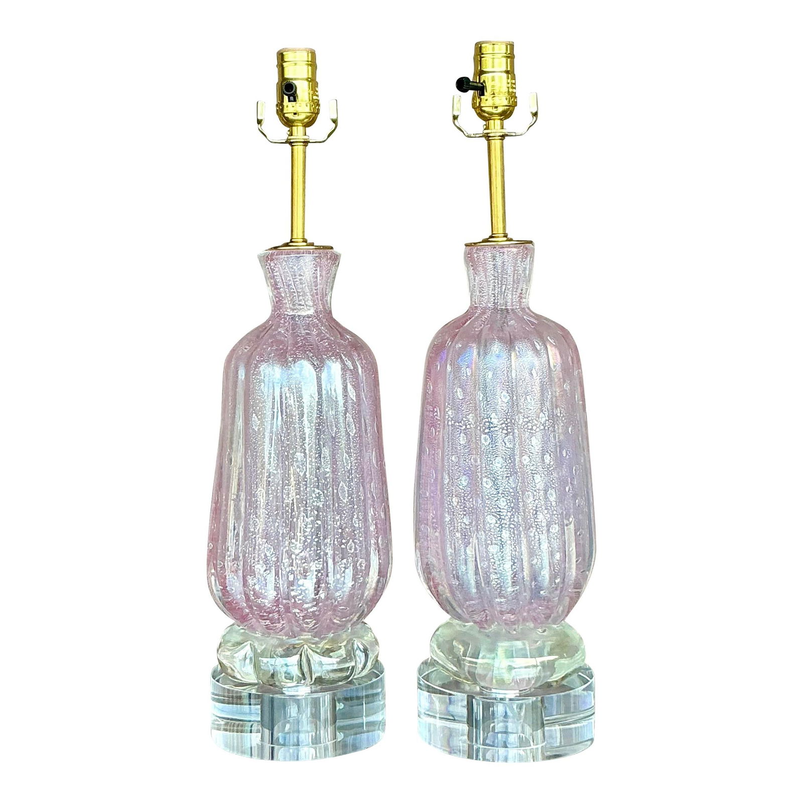 Pair of Vintage Italian Murano Glass Lamps Light Pink (1 of 8)