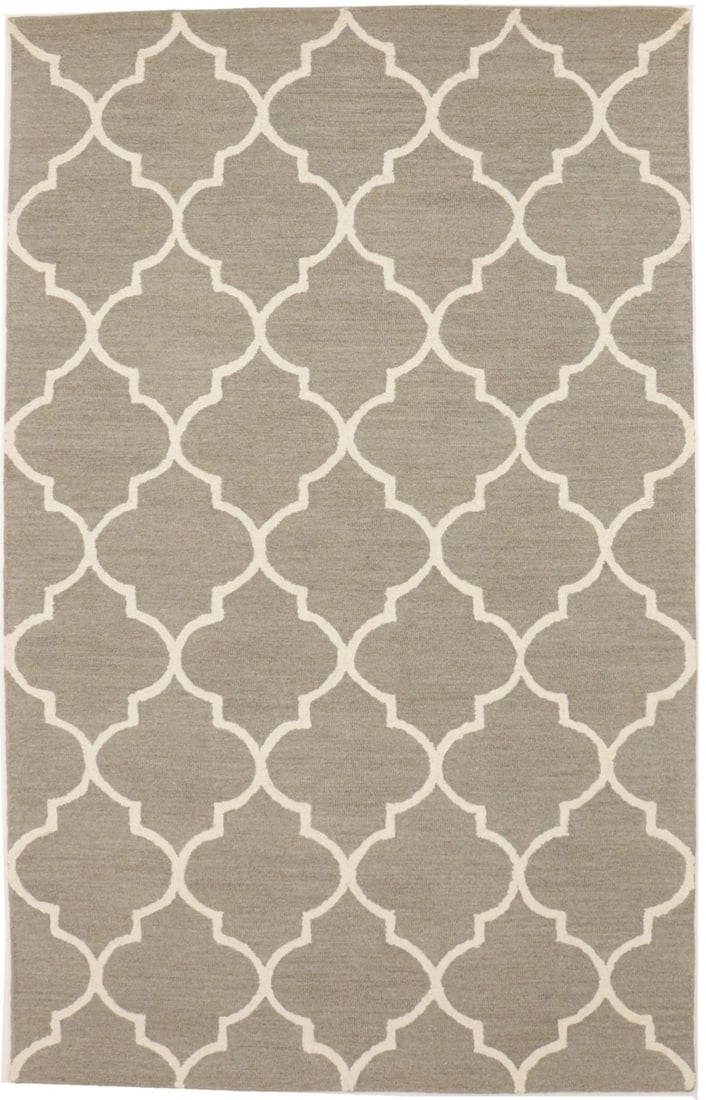 5'0 x 8'0 Hand-Tufted Wool Rug Pastel Brown Trellis Design: 5'0 x 8'0 Hand-Tufted Wool Rug Pastel Brown Trellis Design Enhance your home decor with this stunning 5'0 x 8'0 ft hand-tufted modern rug, featuring a delightful pastel brown and cream trellis design.