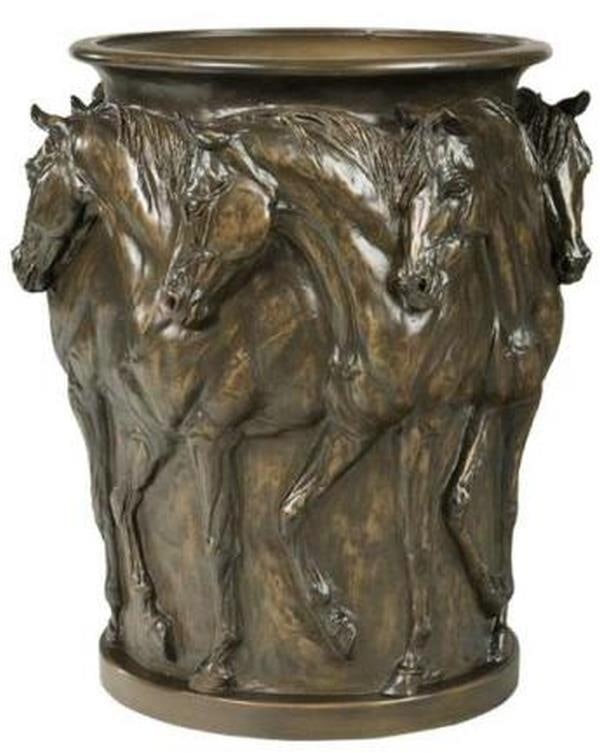 Belden Lodge Style 7 Prancing Horses Urn Hand-Cast Ceramic Resin (1 of 1)