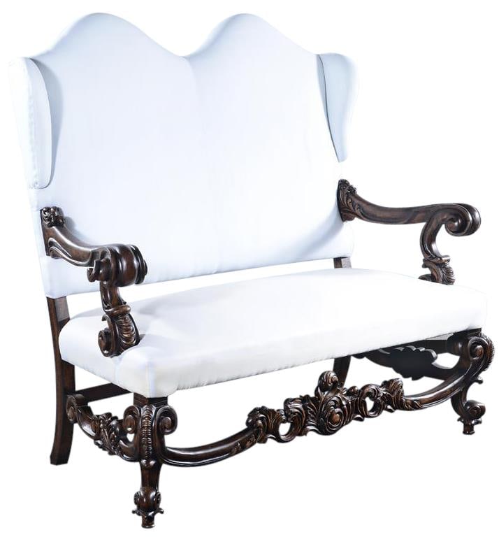 Baroque Winged Throne Settee in Distressed Walnut Finish (1 of 3)