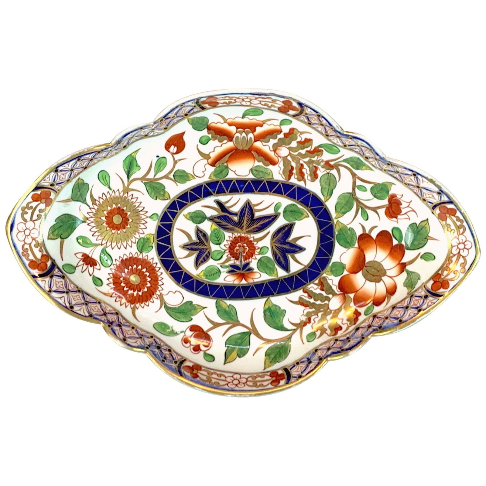 19th Century Royal Crown Derby Indian Tree Quatrefoil Dish (1 of 10)