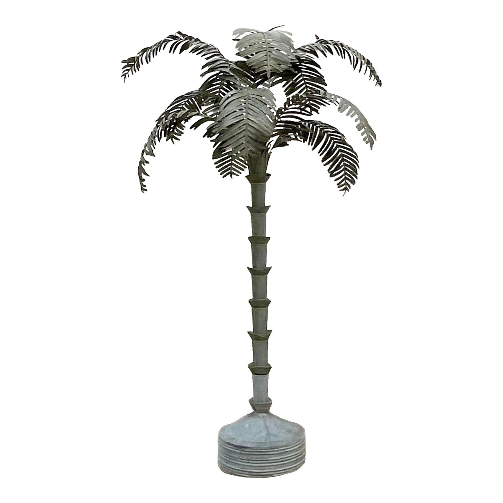 Vintage Boho Galvanized Steel Palm Tree 100 Inch Tall (1 of 6)