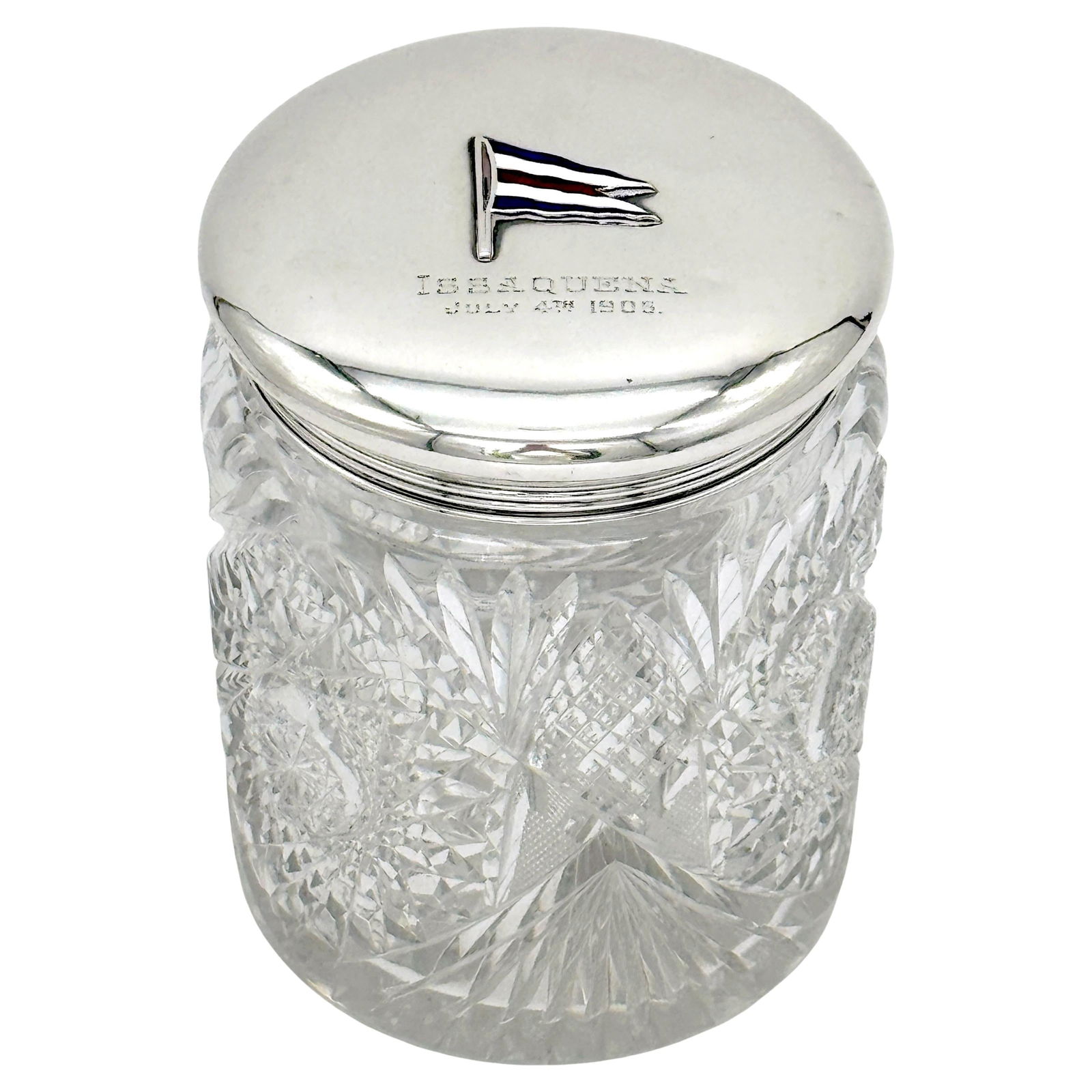 Gorham Sterling Silver Cut Glass Yacht Humidor 1906 Issaquena (1 of 10)