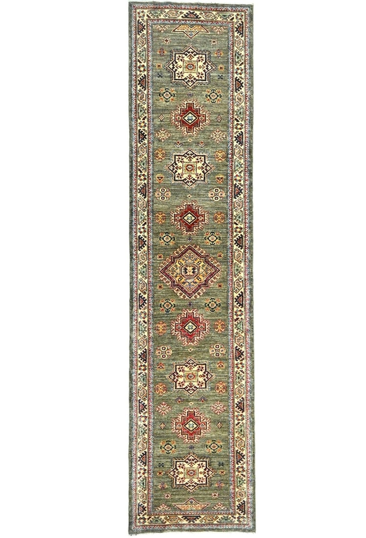 Vintage Kazak Geometric Wool Runner Rug 2'7 x 10'10 (1 of 11)