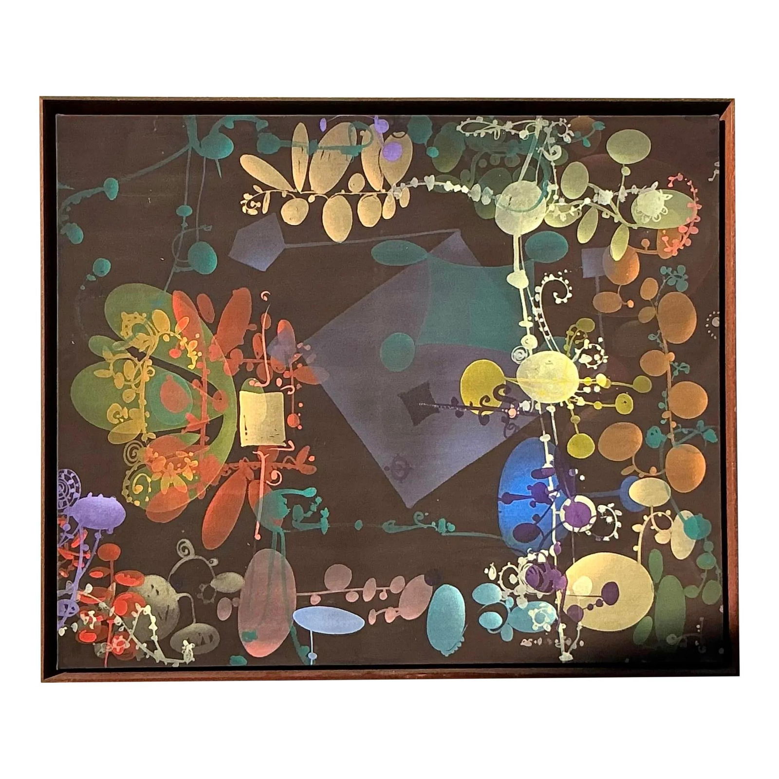 Vintage Boho Abstract Geometric Canvas Painting 61x51 (1 of 5)