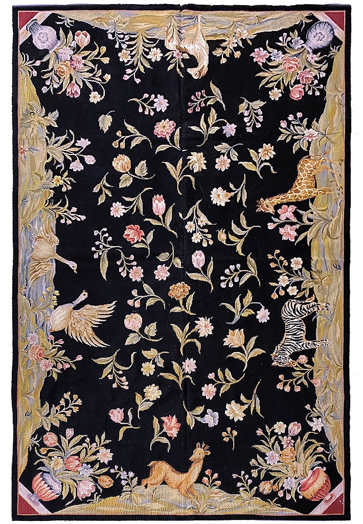 5' x 8' Tropical Needle Point Rug with Deer and Ducks (1 of 11)