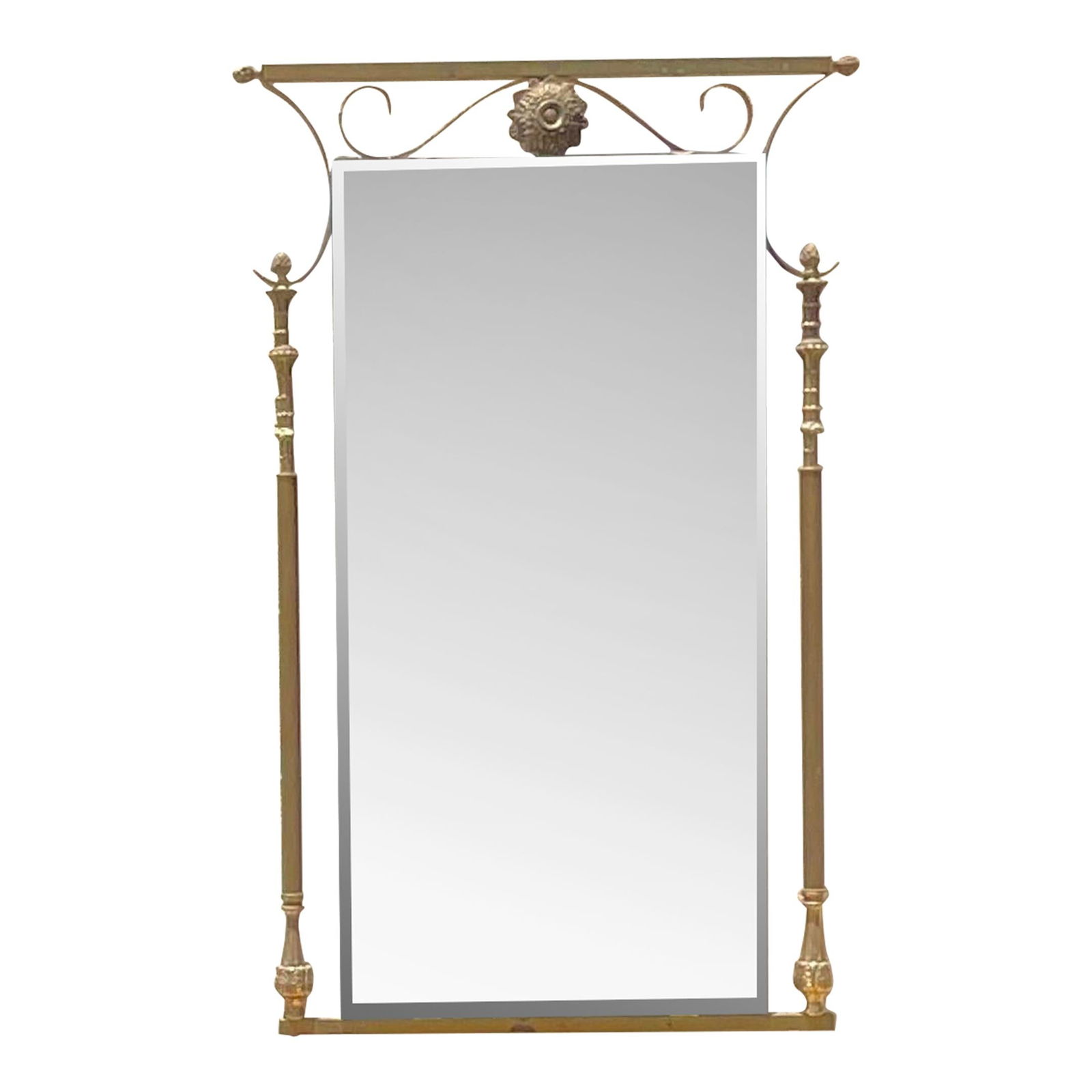 Vintage Mid-Century Modern Brass Column Mirror USA Crafted 45.75" (1 of 5)