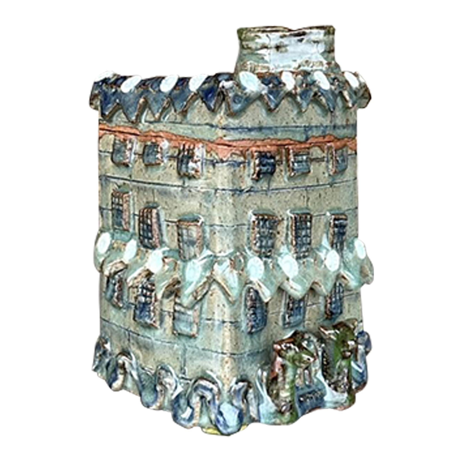 Vintage Boho Pottery Lidded Jar Taupe 7 Inch (1 of 10)