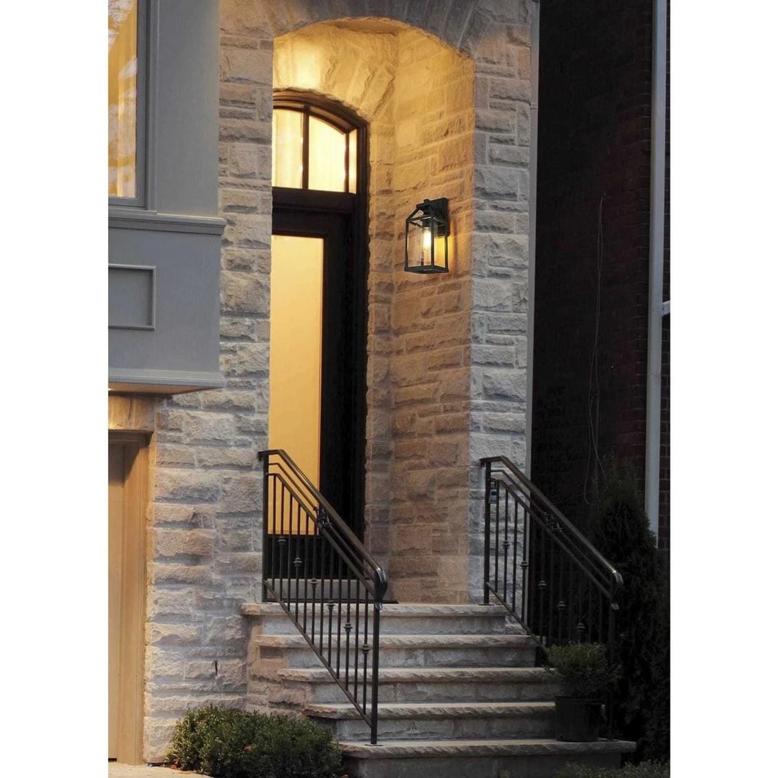 Zora Black Outdoor Wall Sconce Seedy Glass Lantern 14.17 Inch (1 of 9)