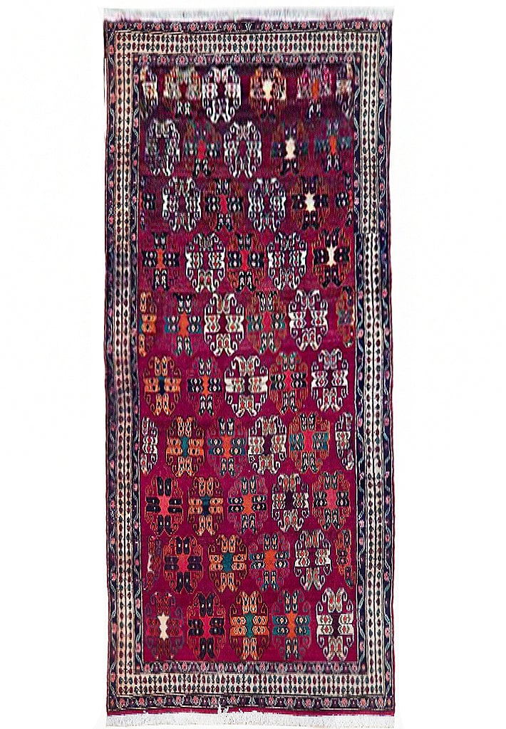 Handcrafted 4.9' x 9' Dark Red Persian Hamadan Runner Rug (1 of 6)