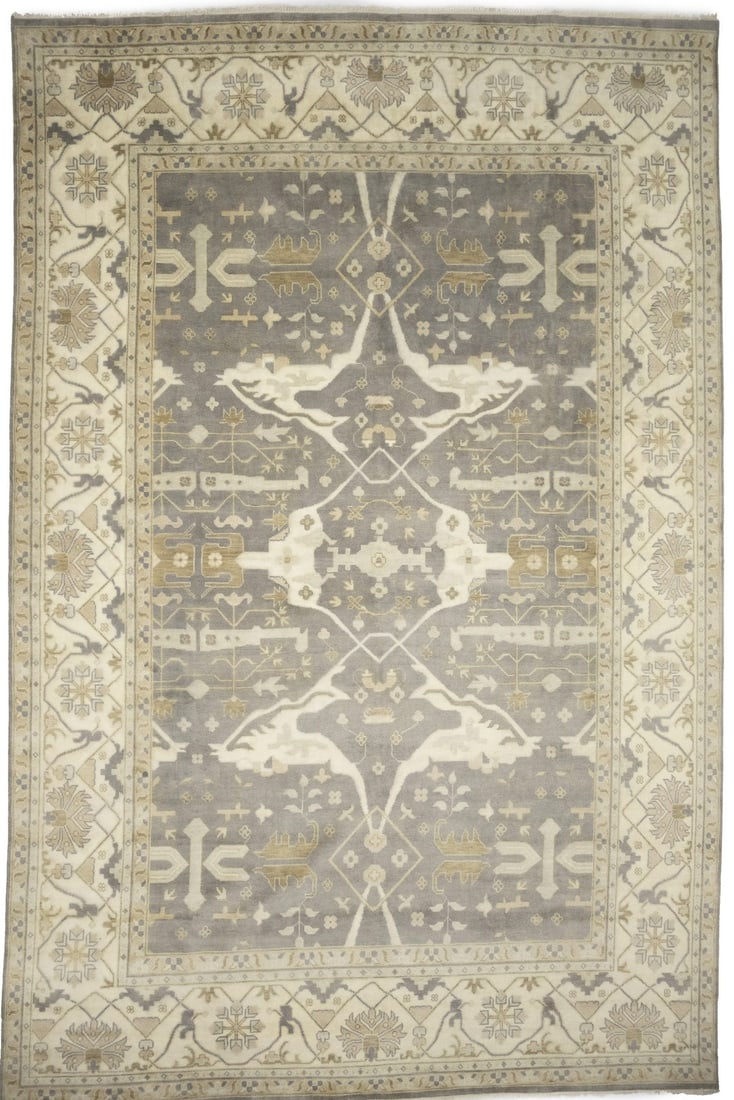 Handmade 12x18 Muted Brown Floral Oushak Wool Area Rug (1 of 18)