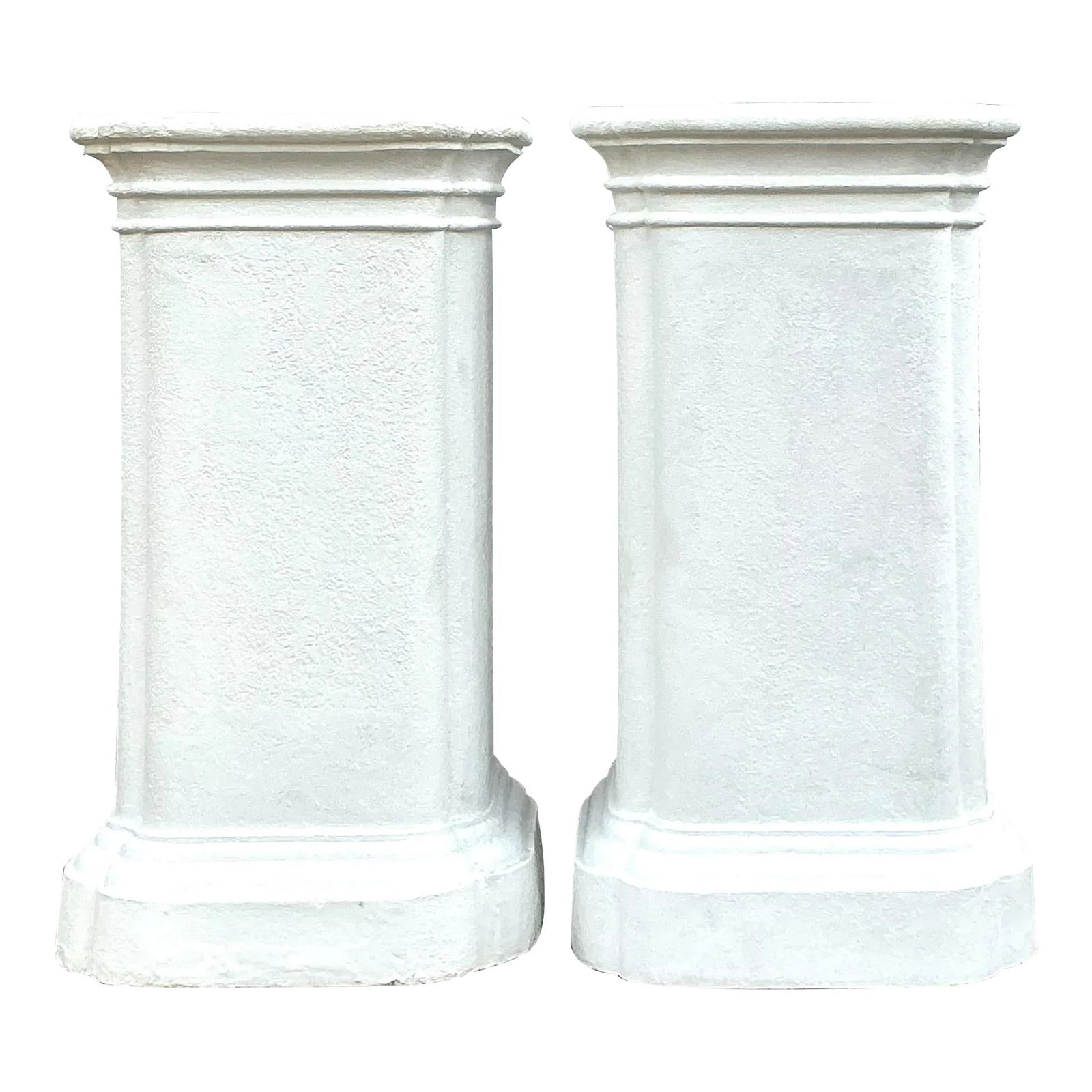 Elegant Vintage Regency Pedestal Pair Plaster Fiberglass White 43.5" (1 of 8)