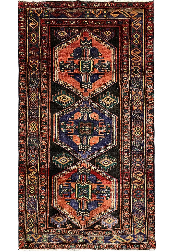 Handwoven 4' x 7' Persian Hamadan Wool Rug Iran (1 of 9)
