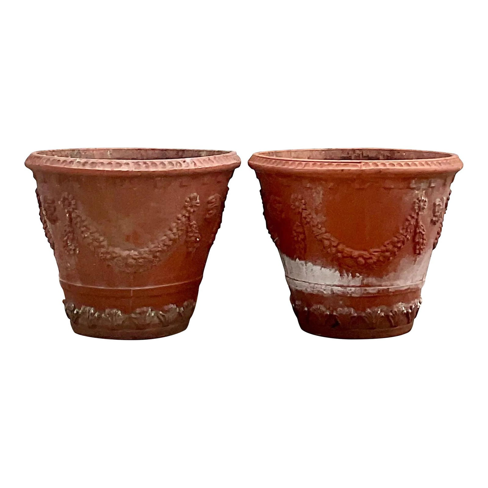 Vintage Coastal Terra Cotta Swag Garland Planters - Pair (1 of 5)