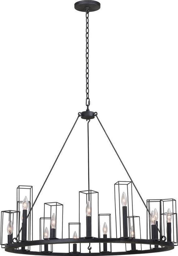 Allston 15-Light Black Iron Bowl Chandelier by Kalco: Allston 15-Light Black Iron Bowl Chandelier by Kalco Illuminate your space with the Allston 15-Light Chandelier, a stunning addition to modern homes. This bowl chandelier features a geometric design c
