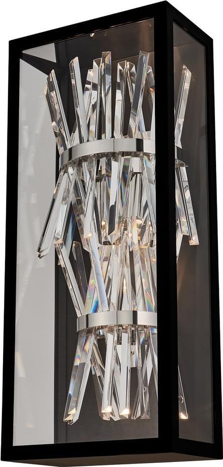 Kalco Glacier Esterno Outdoor Wall Sconce Dimmable LED 25in Chrome Firenze Crystal: Kalco Glacier Esterno Outdoor Wall Sconce Dimmable LED 25in Chrome Firenze Crystal Illuminate your outdoor spaces with this luxurious Glacier Esterno Outdoor Wall Sconce. Crafted with a blend of cased