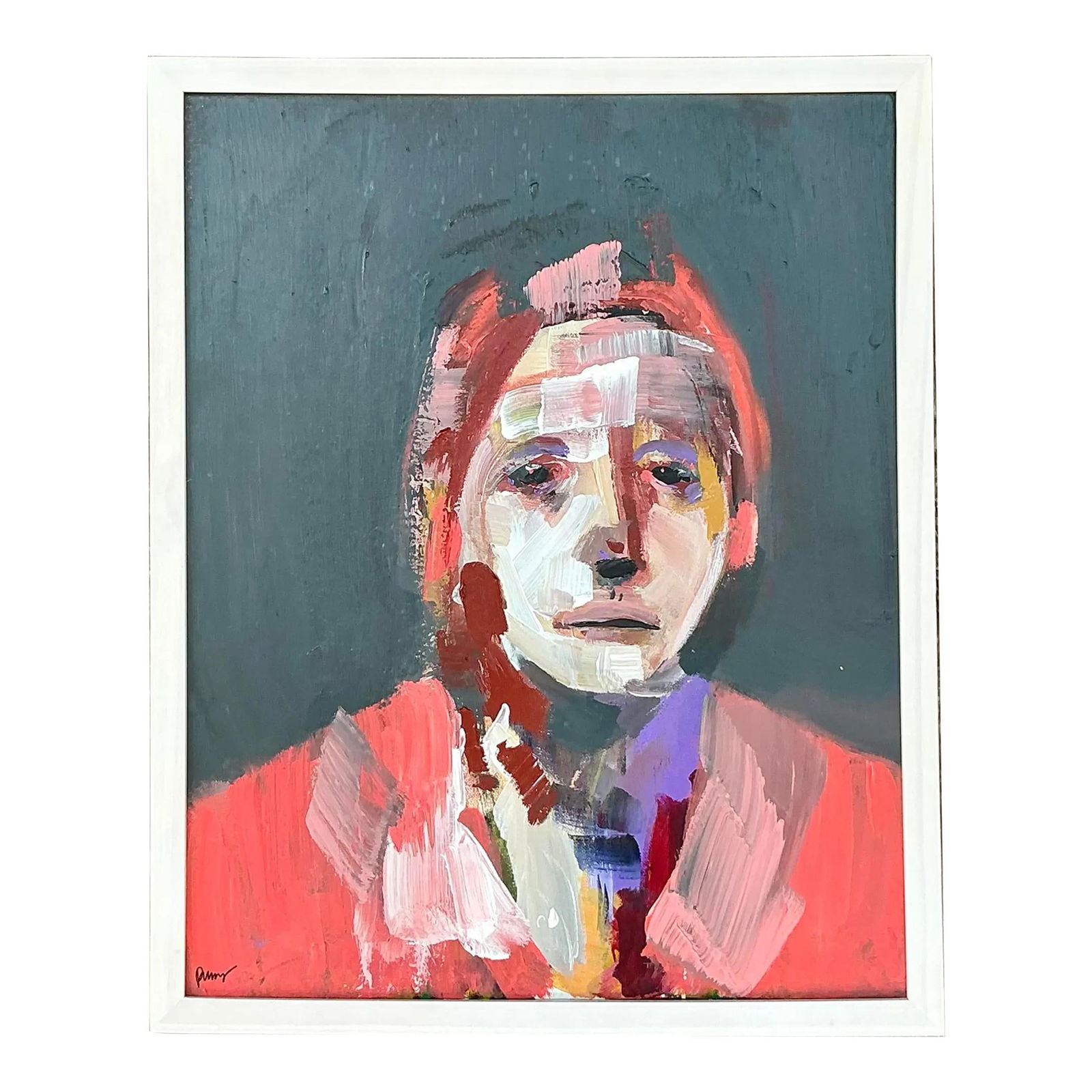 Vintage Abstract Expressionist Oil Portrait Canvas Art: Vintage Abstract Expressionist Oil Portrait Canvas Art This stunning vintage abstract expressionist oil portrait on canvas features bold, vibrant brushstrokes and a rich interplay of colors, including