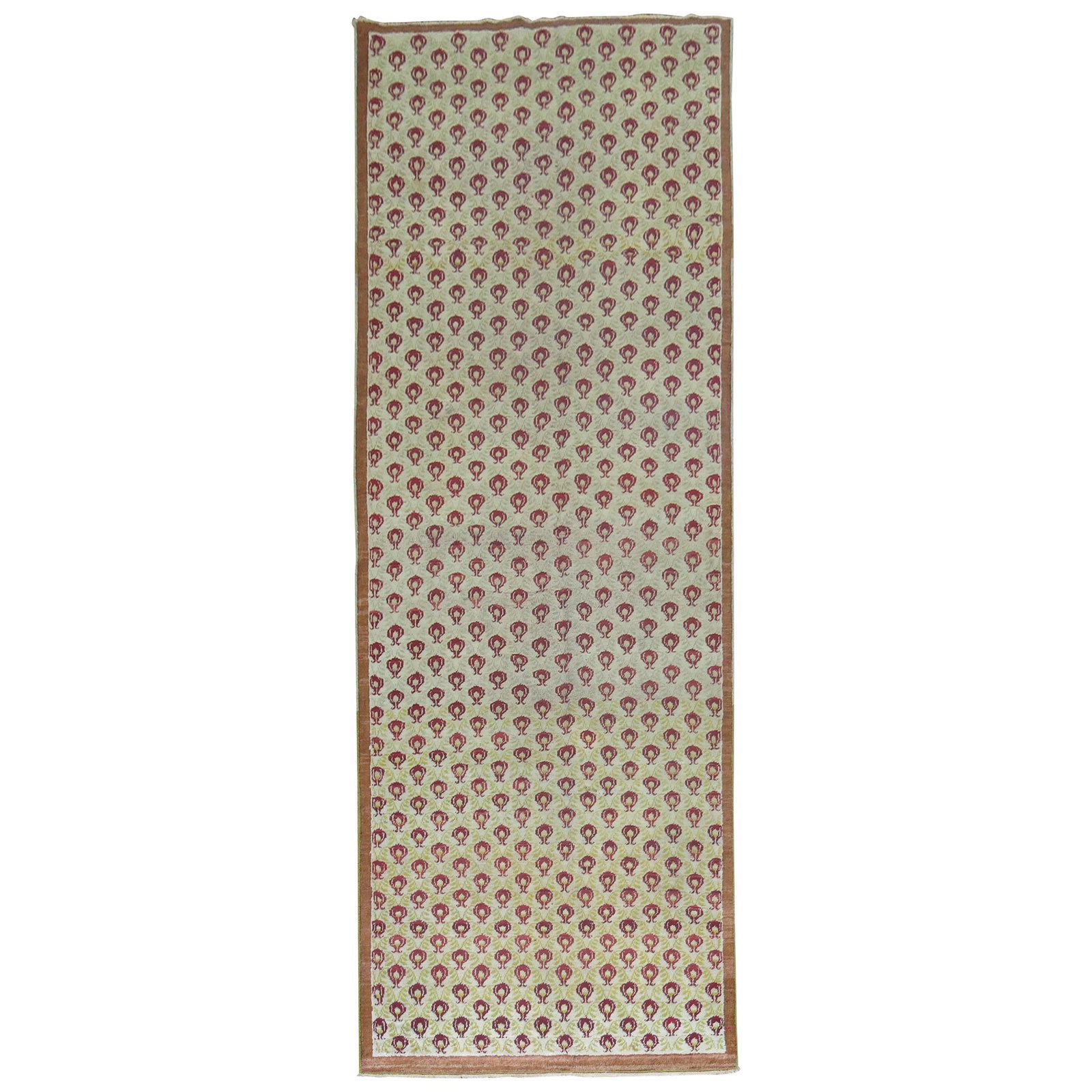 Vintage Turkish Konya Runner Hand-Woven Wool 41 x 125 in Prairie School Style: Vintage Turkish Konya Runner Hand-Woven Wool 41 x 125 in Prairie School Style Add a touch of elegance to your home with this stunning Vintage Turkish Konya Wide Runner. Featuring a beautiful design of