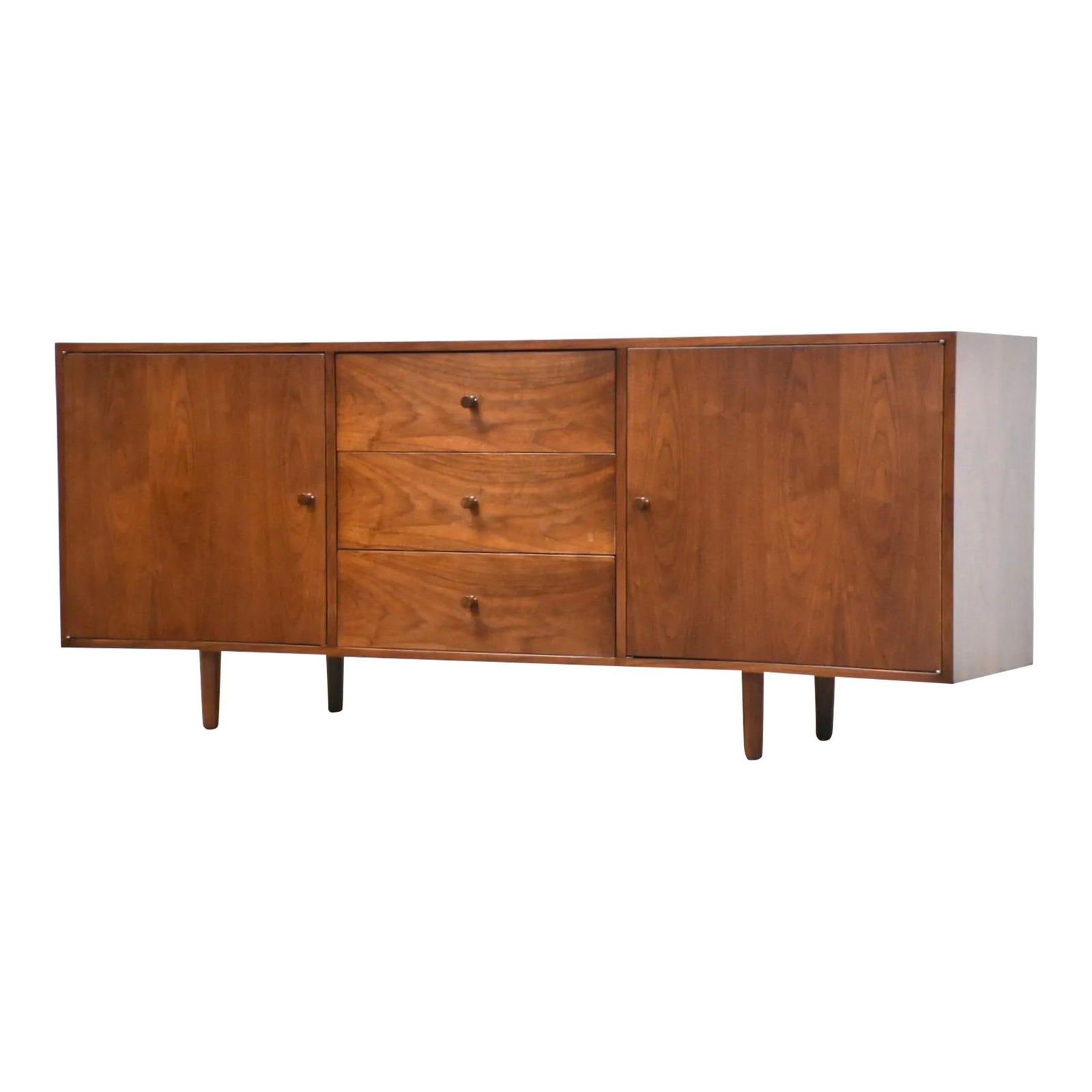 Mid Century Modern Walnut Credenza with 2 Doors and 3 Drawers (1 of 9)