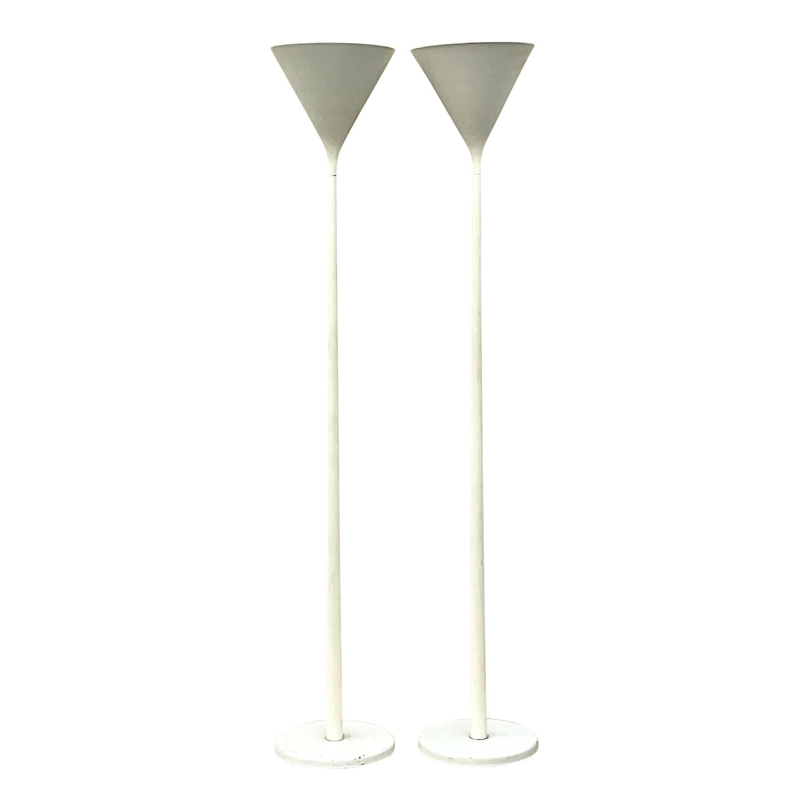 Nessen Signed Vintage Boho Cone Floor Lamps Pair 80s (1 of 7)